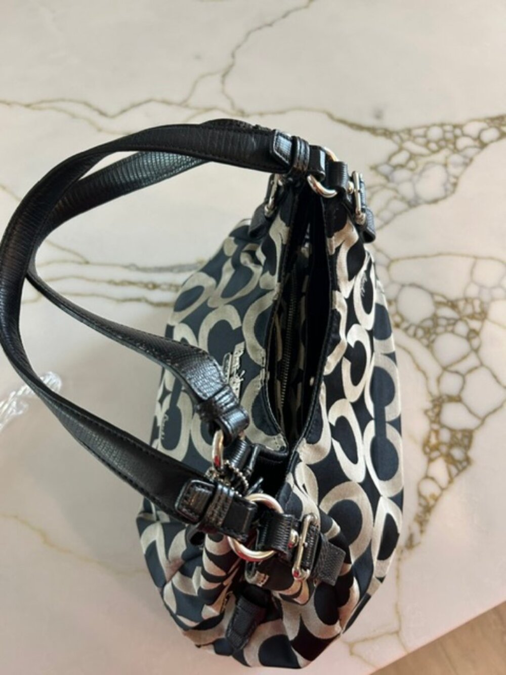 Vintage Coach Maggie Op Art Sateen Shoulder Bag style K1173-17689 - Picture 6 of 12
